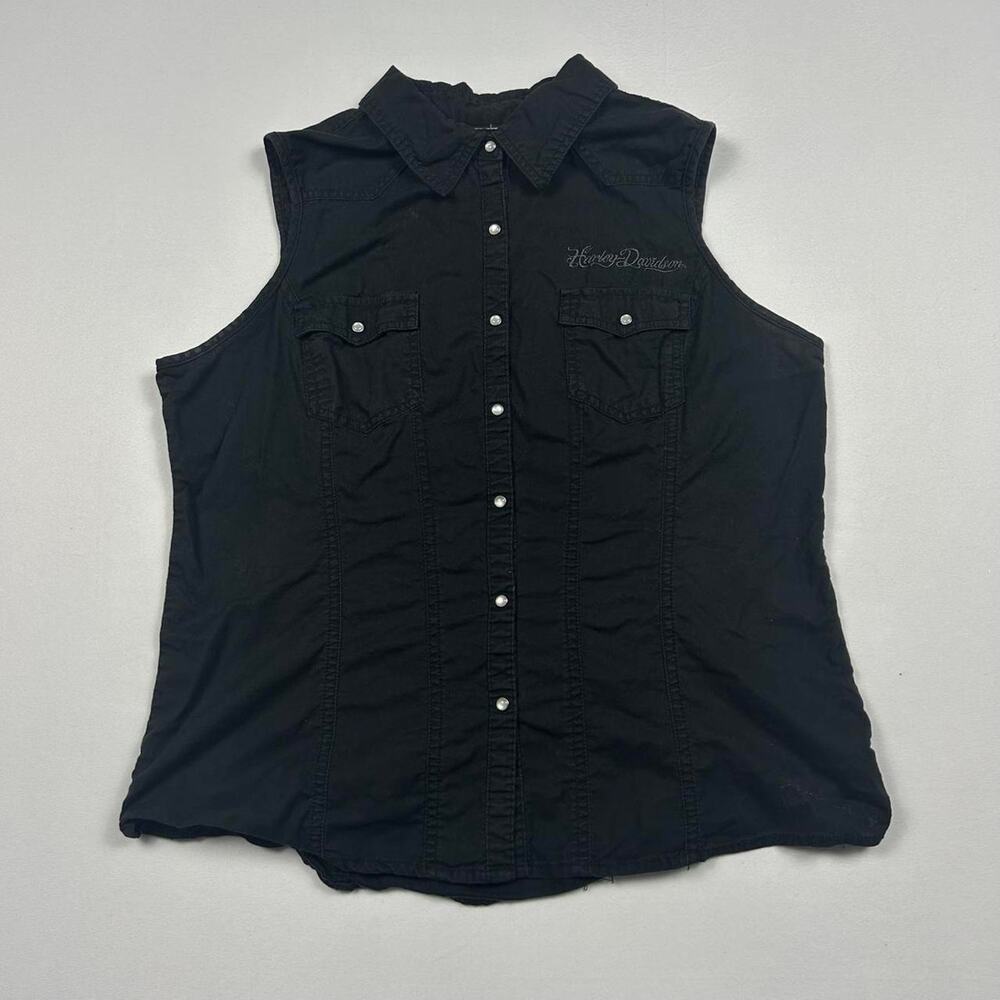 Y2K Harley Davidson Sleeveless Button Up